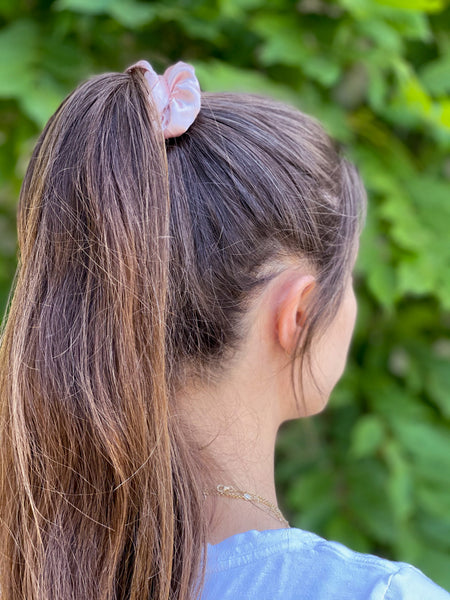 Dusty Pink Satin Scrunchies